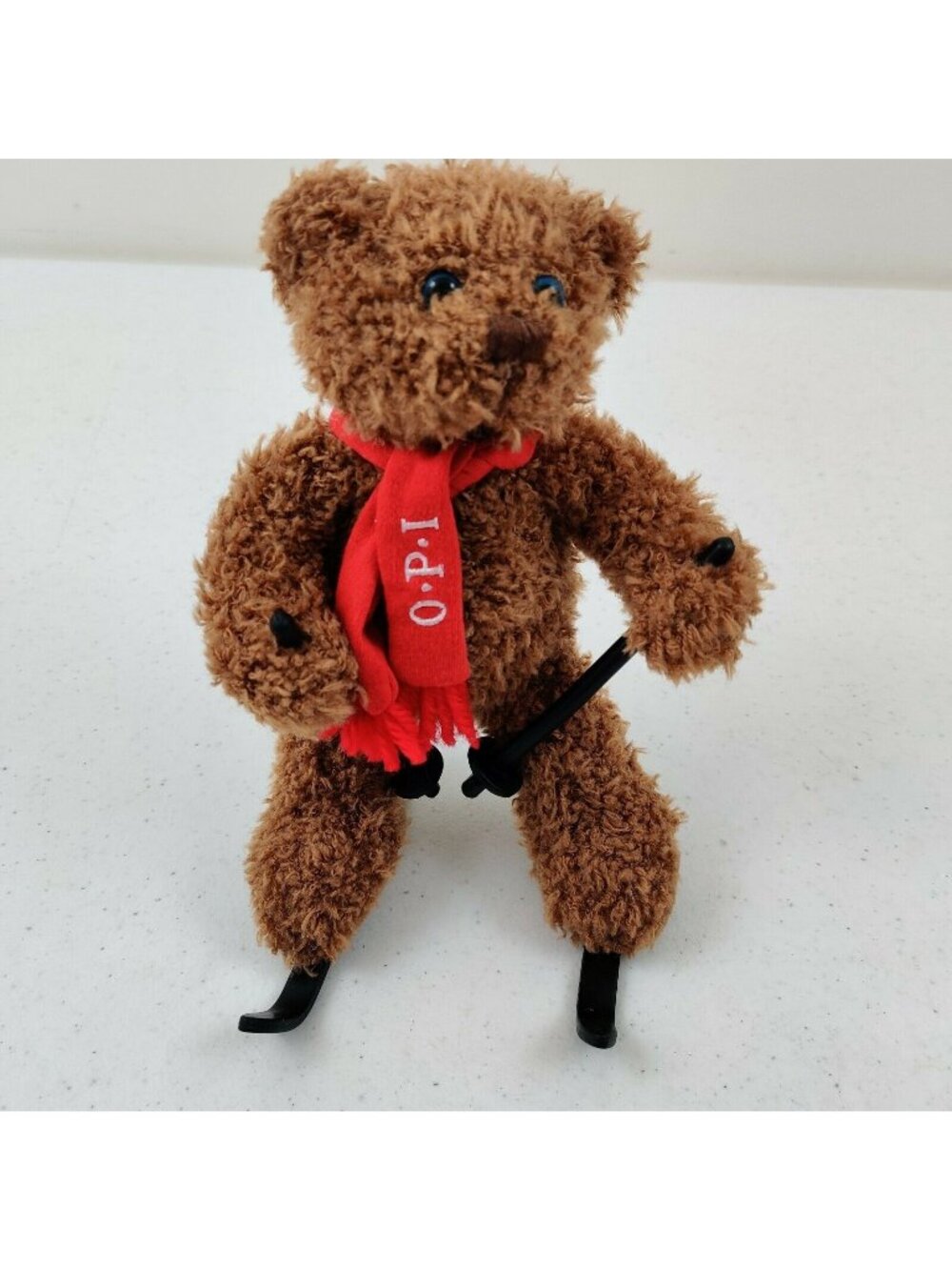 Collectors Edition OPI Robbie Bear 2004 Skiing Plush With Red Scarf